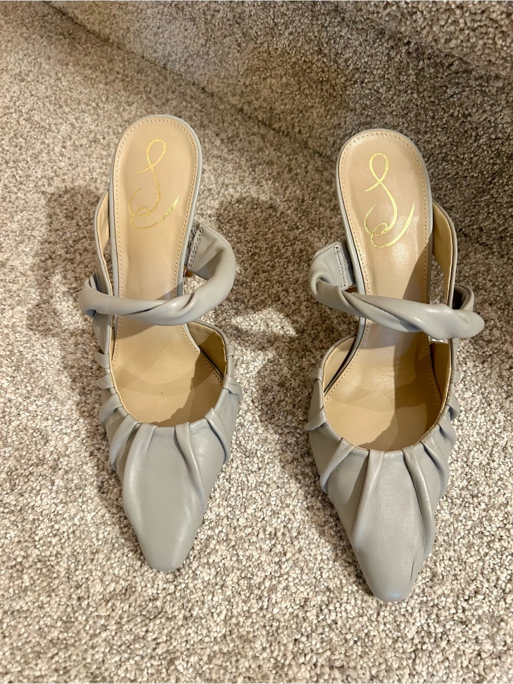 Grey Women's Ruched Pointed-Toe Mules - Picture 4 of 6